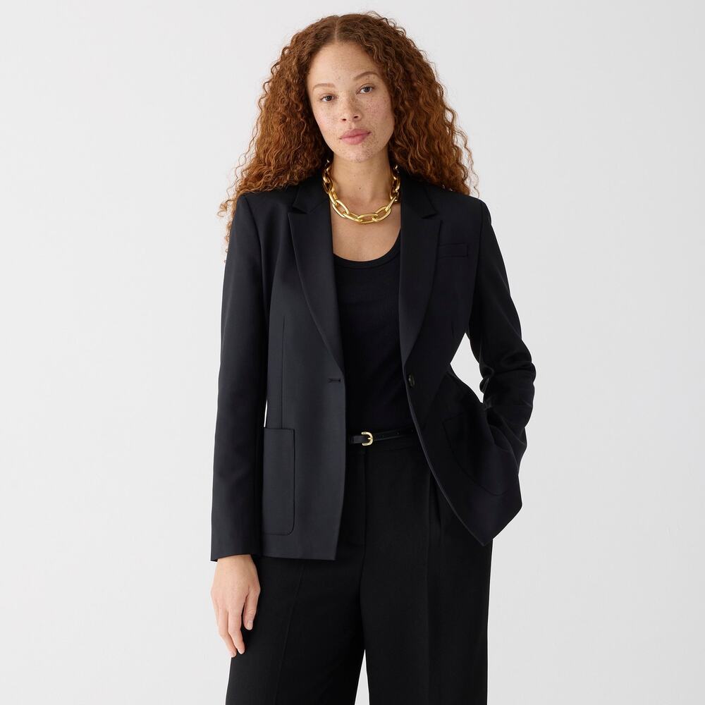 J.Crew Helena Blazer Jacket in City Twill Stretch Preppy Minimalist Work 10 Tall